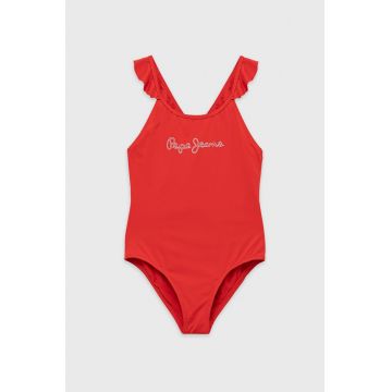 Pepe Jeans costum de baie dintr-o bucată pentru copii culoarea rosu