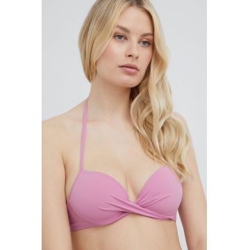 United Colors of Benetton sutien de baie culoarea roz, cupa rigidizata