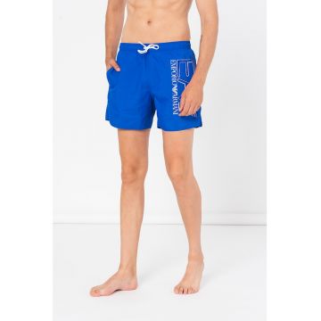 Pantaloni scurti de baie cu model logo supradimensionat Sea World
