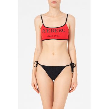 Bustiera de baie cu imprimeu logo contrastant