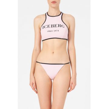 Bustiera racerback de baie cu imprimeu logo contrastant