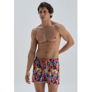Pantaloni scurti de baie cu snur si imprimeu
