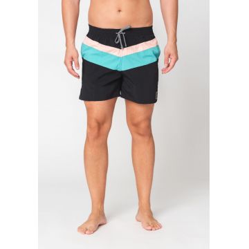Pantaloni scurti de baie cu snur si model colorblock