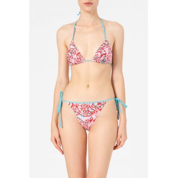 Sutien de baie cu cupe triunghiulare si model