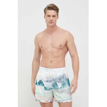 Abercrombie & Fitch pantaloni scurti de baie culoarea alb