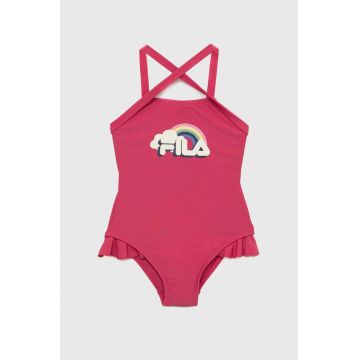 Fila costum de baie dintr-o bucată pentru copii culoarea roz