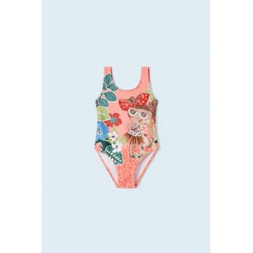 Costum de baie intreg cu imprimeu si decupaj pe partea din spate