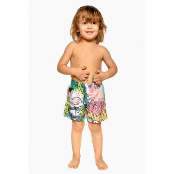 Pantaloni scurti de baie cu imprimeu si snur