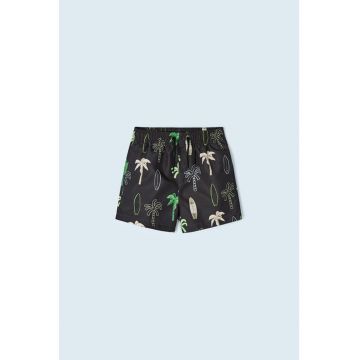 Pantaloni scurti de baie cu model si talie elastica Pantaloni scurti de baie cu model si talie elastica
