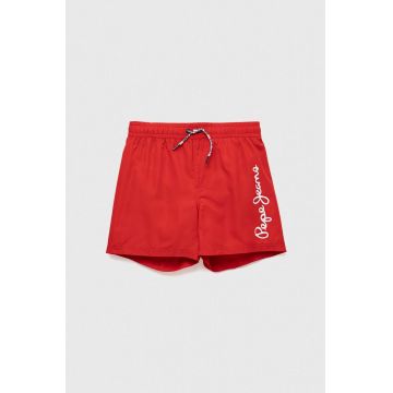 Pepe Jeans pantaloni scurti de baie copii culoarea rosu, cu imprimeu