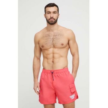 Tommy Jeans pantaloni scurti de baie culoarea roz