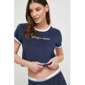 Tommy Jeans tricou de plajă culoarea albastru marin