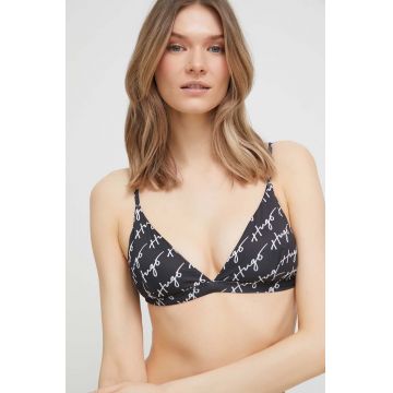 HUGO sutien de baie culoarea negru, cupa usor rigidizata