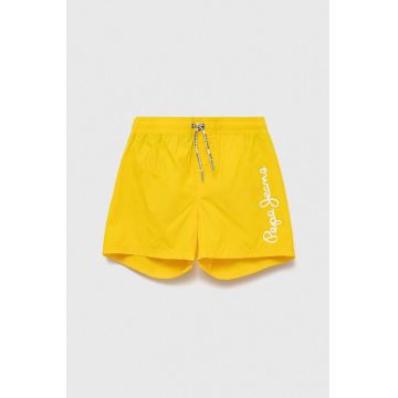Pepe Jeans pantaloni scurti de baie copii culoarea galben, cu imprimeu