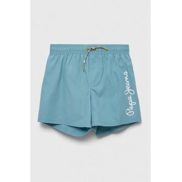 Pepe Jeans pantaloni scurti de baie copii culoarea turcoaz, cu imprimeu