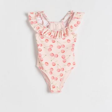 Reserved - Costum de baie întreg cu volănaș - Ivory