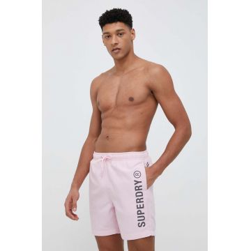 Superdry pantaloni scurti de baie culoarea roz
