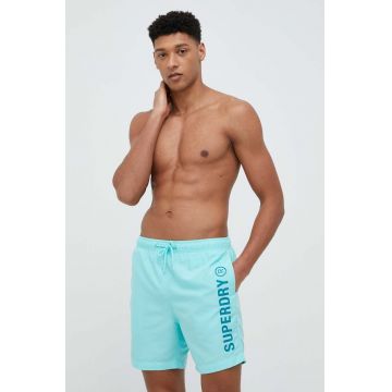 Superdry pantaloni scurti de baie culoarea turcoaz