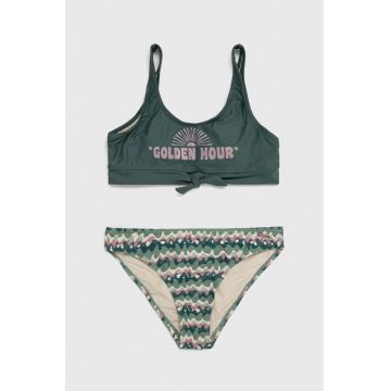Protest costum de baie pentru copii din două piese PRTNAOM JR culoarea verde
