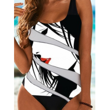 MONOKINI REMMY alb si negru