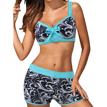 BIKINI MARLANE negru, alb si turquoise