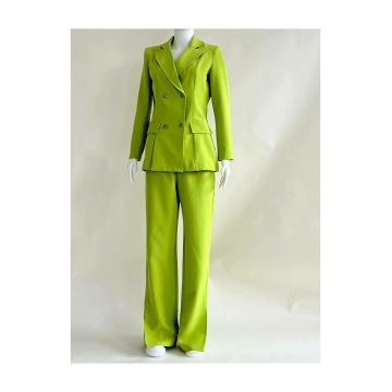 Costum Casual de Dama, cu Pantaloni Lejeri si Sacou cu Inchidere Nasturi, Fethiye, Verde