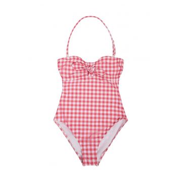 Costum de baie intreg cu model in carouri