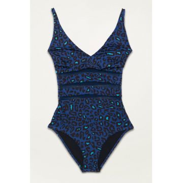 Costum de baie intreg cu model si insertii semitransparente