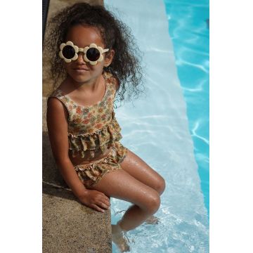 Konges Sløjd costum de baie pentru copii din două piese culoarea bej