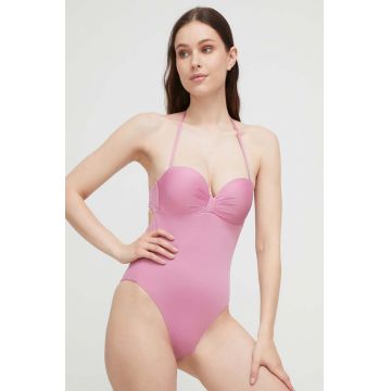 Max Mara Beachwear costum de baie dintr-o bucată culoarea roz, cupa rigidizata