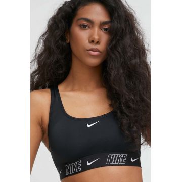 Nike sutien de baie Logo Tape culoarea negru, cupa usor rigidizata
