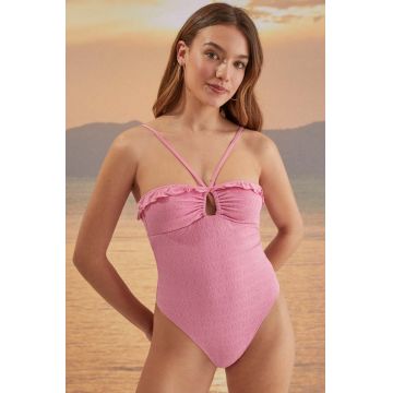 women'secret costum de baie dintr-o bucată VERBENA culoarea roz, cupa moale, 5525820