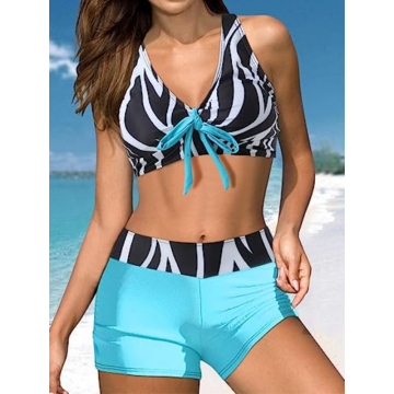 BIKINI MARLET negru si albastru deschis