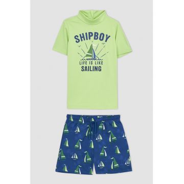 Costum de baie cu doua piese si model grafic