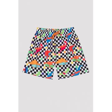 Pantaloni scurti de baie cu imprimeu si snururi