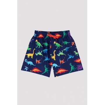 Pantaloni scurti de baie cu model si snur in talie