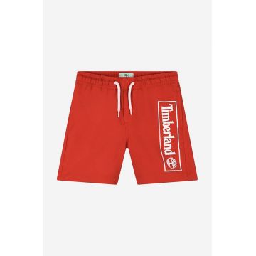 Timberland pantaloni scurti de baie copii Swim Shorts culoarea rosu, cu imprimeu