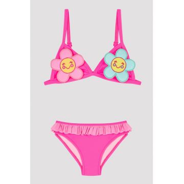 Costum de baie din doua piese - cu aplicatii florale