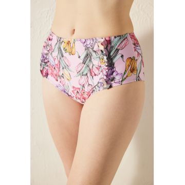 Slip cu talie inalta si imprimeu floral