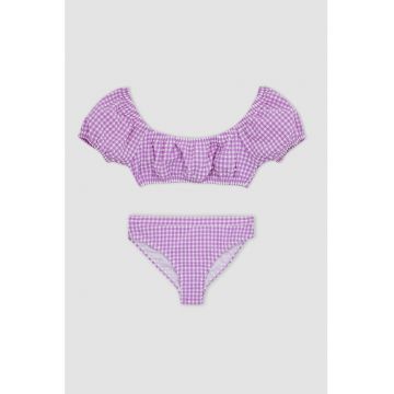 Costum de baie din doua piese cu imprimeu gingham