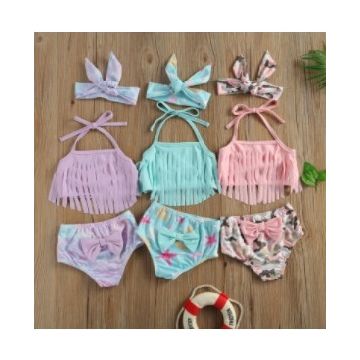 Costum de baie cu franjuri din 3 piese Drool