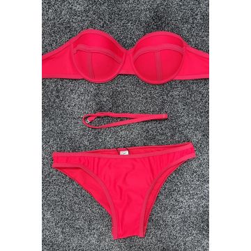 Costum de baie doua piese Sunshine rosu neon