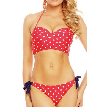 Costum de baie in doua piese cu buline