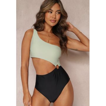 Costum de baie Negru cu verde mentă