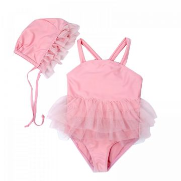 Costum de baie Roz cu caciulita Drool