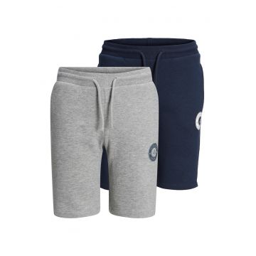 Set de pantaloni scurti cu snur si imprimeu logo discret - 2 perechi