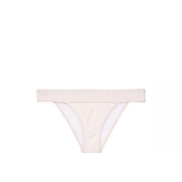 Slip de baie Victoria's Secret, Ensenada Smocked Cheeky Swim Bottom, Alb, L Intl