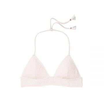 Sutien costum de baie Victoria's Secret, Ensenada Smocked Longline Triangle, Alb, S Intl