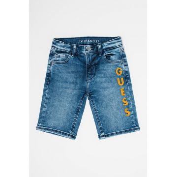 Bermude din denim cu broderie logo