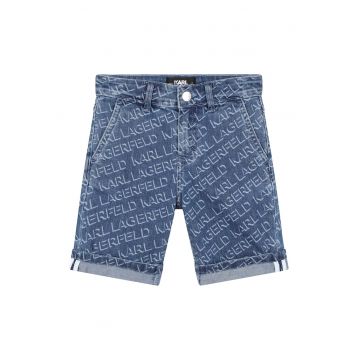 Bermude din denim cu model logo